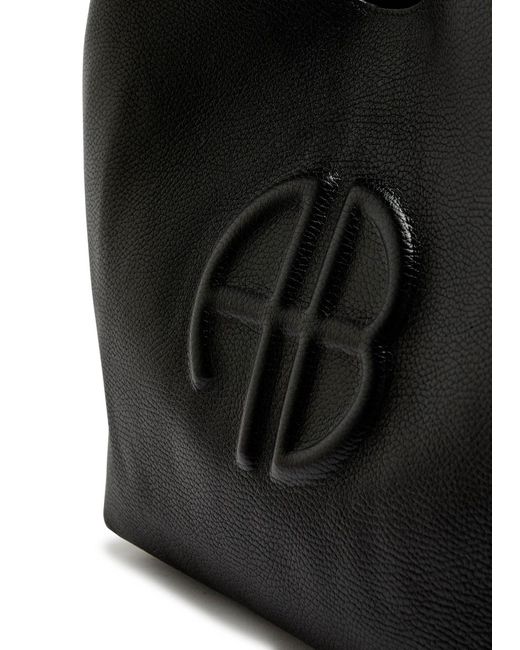 Anine Bing Black Lili Logo-Embossed Leather Tote