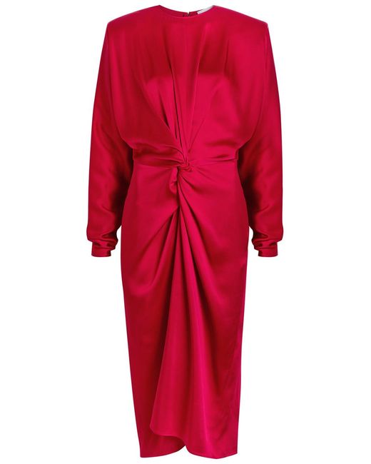 Stella McCartney Red Twisted Satin Midi Dress
