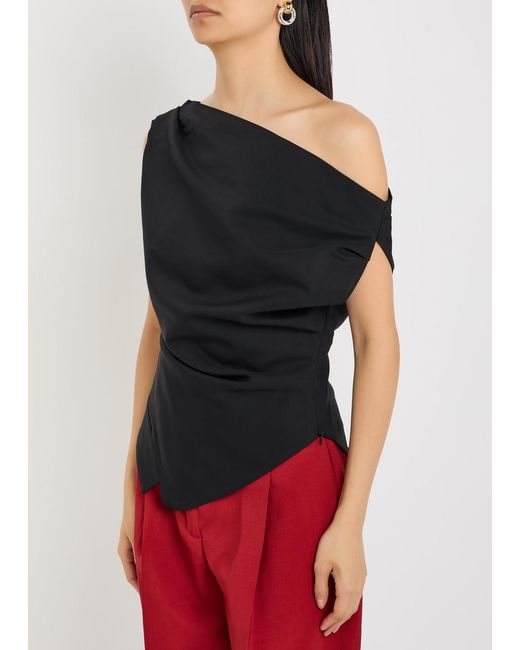 Rohe Black Asymmetric Off-The-Shoulder Top