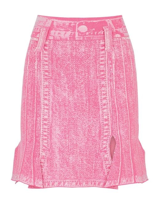 Ph5 Pink Dahlia Intarsia Stretch-knit Mini Skirt