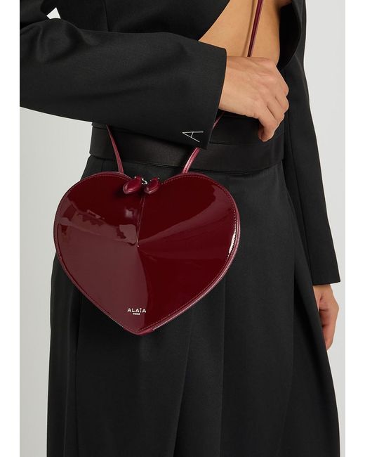 Alaïa Red Le Coeur Patent Leather Cross-Body Bag