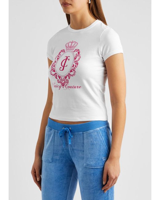 Juicy Couture White Heritage Crest Logo Stretch-cotton T-shirt