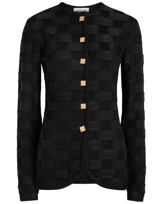 TOVE Black Uma Checked Knit Cardigan