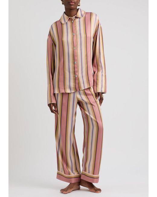 Sleeper Pink Pastelle Striped Satin Pyjama Shirt