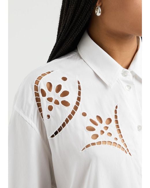 Isabel Marant White Bilya Eyelet-Embroidered Shirt