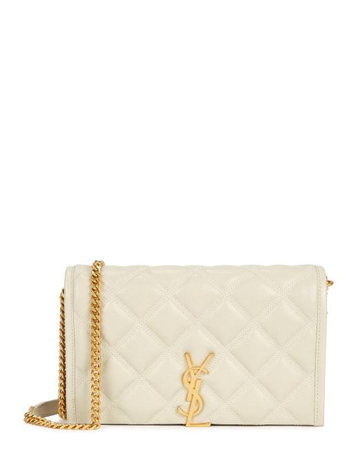 Saint Laurent White Becky Quilted Leather Small Shoulder Bag