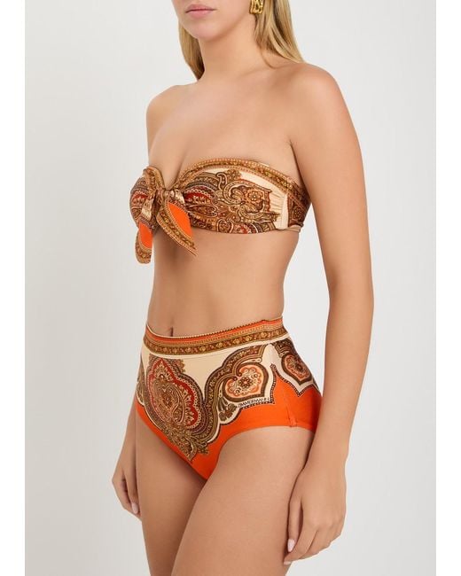 Zimmermann Orange Mahon Patterned Bikini Brief