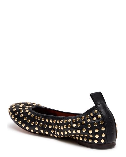 Lanvin Black Studded Leather Ballet Flats