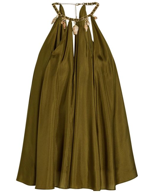 Zimmermann Green Mohon Charm-Effect Silk Blouse