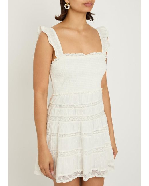 LoveShackFancy Natural Colbera Lace-Trim Cotton Mini Dress