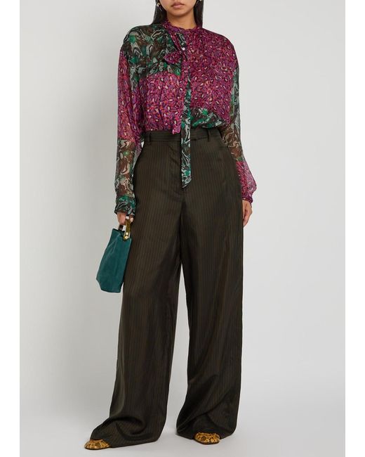 Dries Van Noten Brown Penn Pinstriped Wide-Leg Woven Trousers