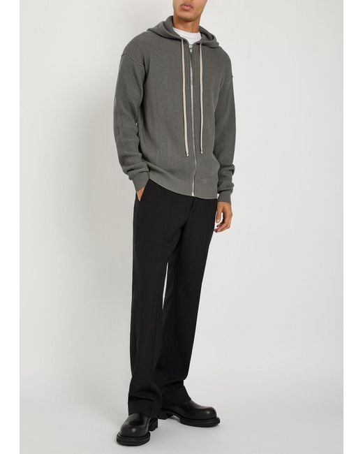 Rick Owens Gray Hooded Wool Jumper for men