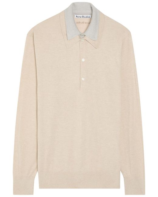 Acne Natural Layered-Effect Silk And Wool-Blend Polo Top