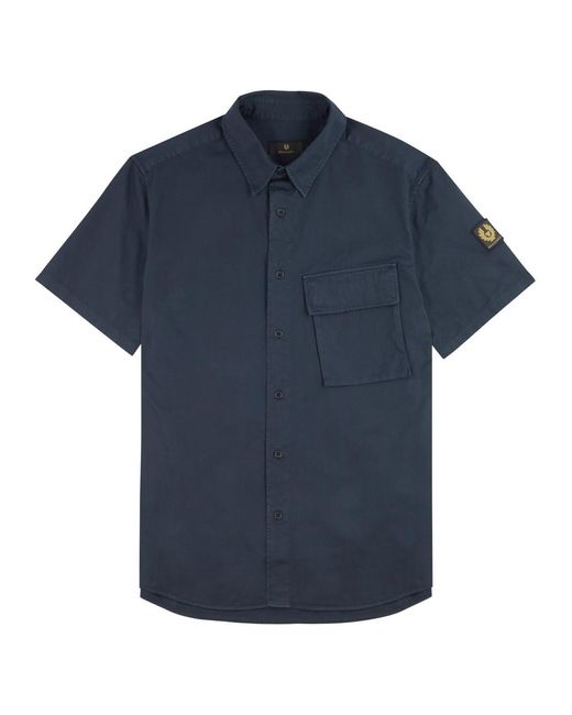 Belstaff Blue Scale Logo Twill Shirt for men