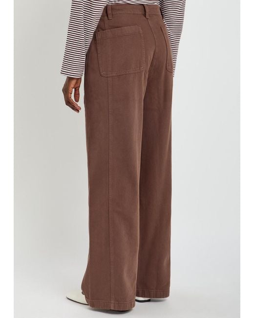 Eileen Fisher Brown Wide-Leg Cotton Trousers