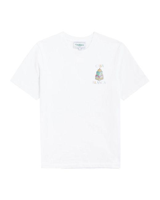 Casablancabrand White Objets En Vrac Printed Cotton T-Shirt for men