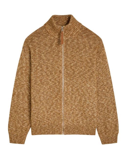 Loewe Brown Logo-Intarsia Cotton-Blend Jumper for men