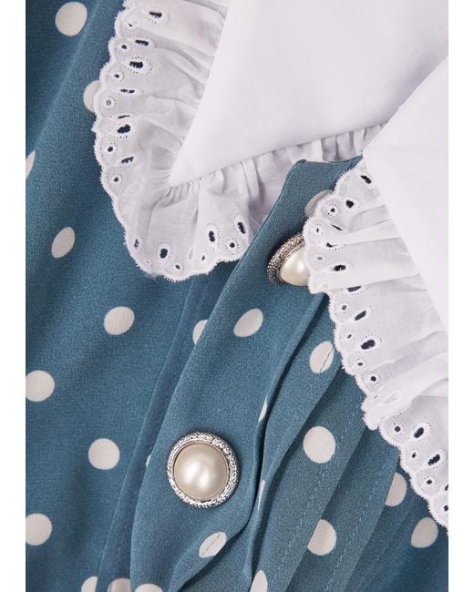 ワンピースその他 Alessandra Rich Blue silk minidress with white polka dots Polka-dot printed silk minidress in blue - Alessandra Rich