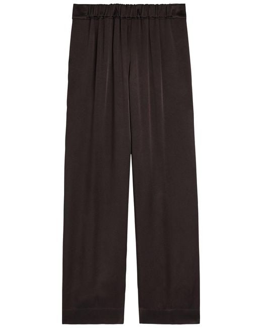 LIBEROWE Black Relaxed Wide-Leg Satin Trousers