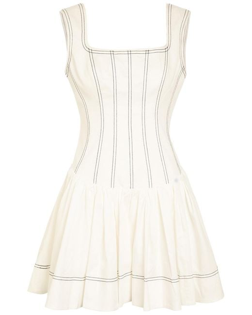 Aje. White Contrasting Cotton Mini Dress