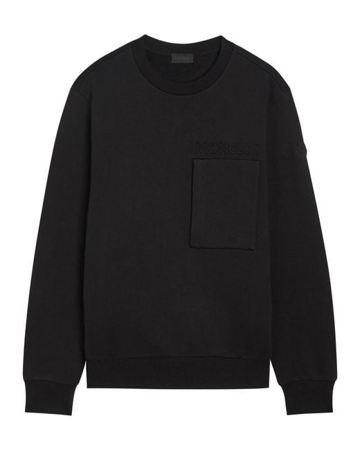 Moncler Black Embossed-Logo Cotton Sweatshirt for men