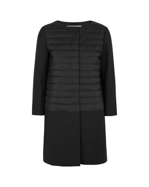 Herno Black Quilted Shell And Twill Coat