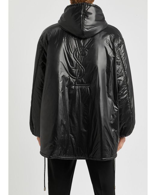Saint Laurent Black Cassandre Half-zip Shell Jacket for men