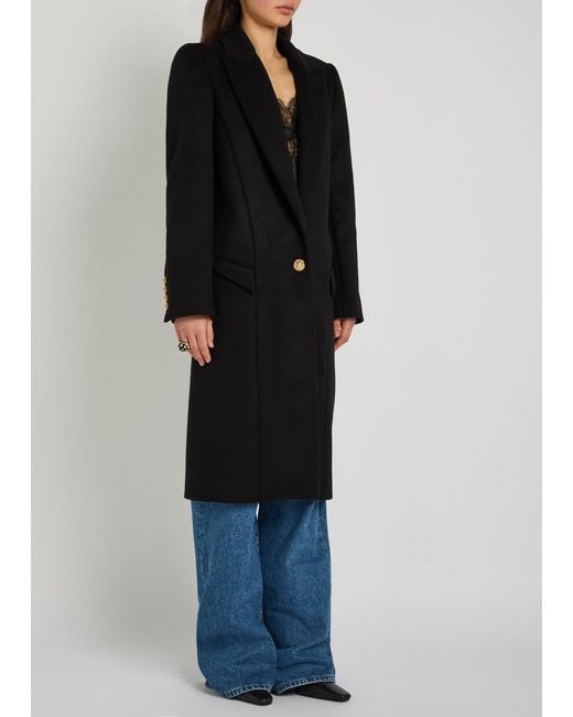 Balmain Black Wool And Cashmere-Blend Coat