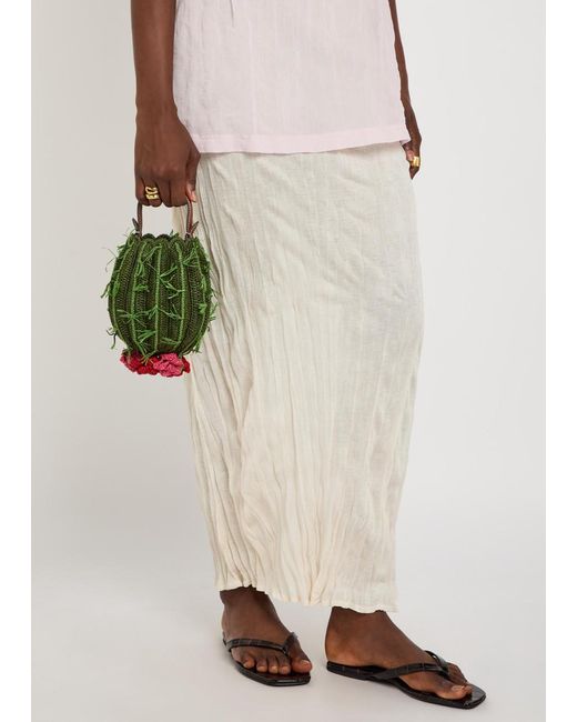 Anya Hindmarch Green Cactus Raffia And Leather Cross-Body Bag