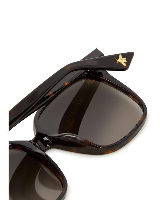 Gucci Brown Tortoiseshell Square-Frame Sunglasses, Sunglasses