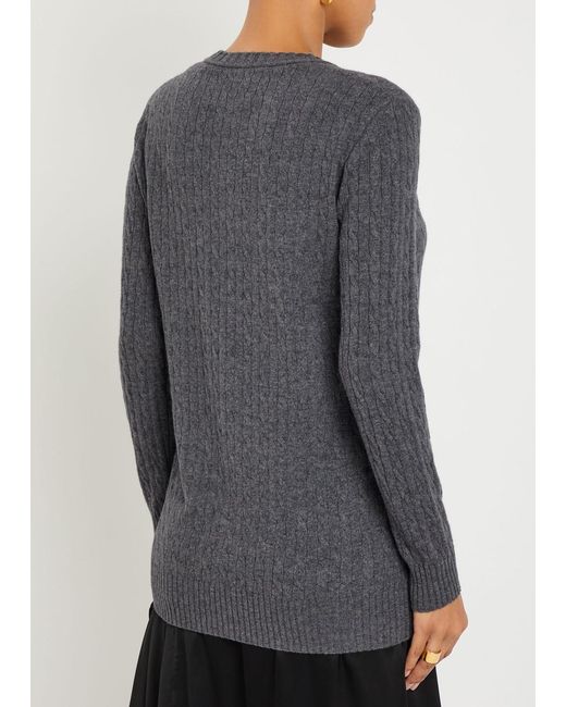 Lisa Yang Gray Inda Cable-Knit Cashmere Cardigan