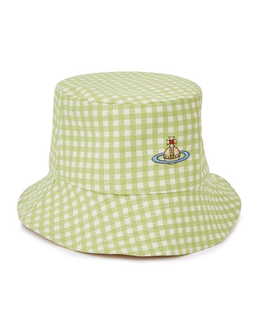 Vivienne Westwood Synthetic Patsy Gingham Woven Bucket Hat in Green - Lyst