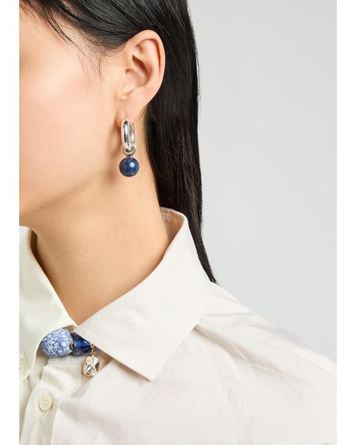 Agmes Blue Sonia Sterling Hoop Earrings