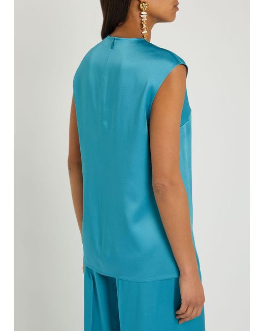Stella McCartney Blue Sleeveless Satin Top
