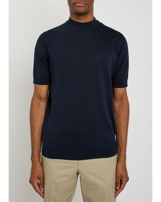 Lardini Blue Fine-Knit Cotton T-Shirt for men