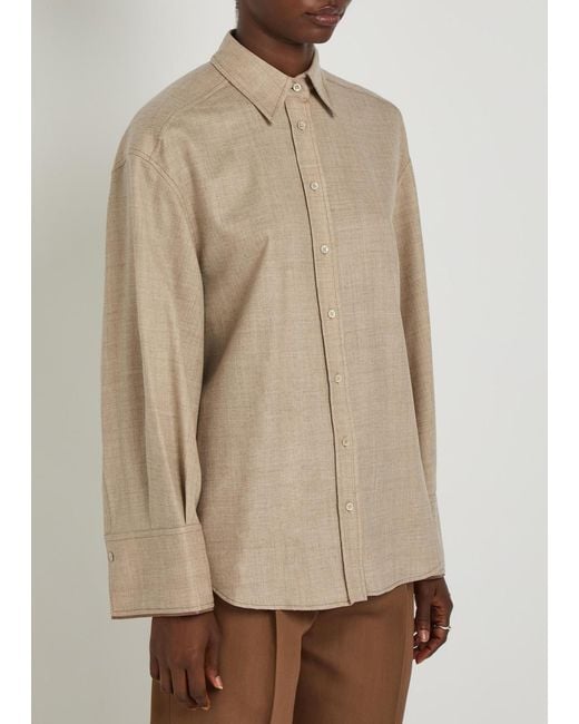 Brunello Cucinelli Natural Embellished Wool Shirt