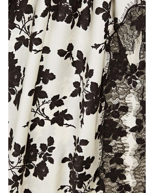 Veronica Beard Black Nasime Floral-print Stretch-silk Midi Skirt