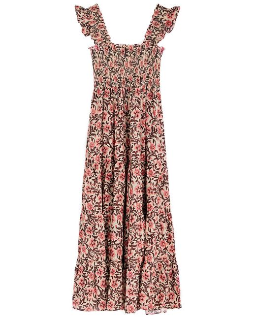 Rixo Pink Kendall Floral-Print Cotton Maxi Dress