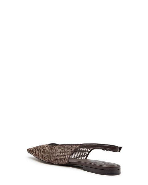 Brunello Cucinelli White Bead-Embellished Leather Slingback Flats