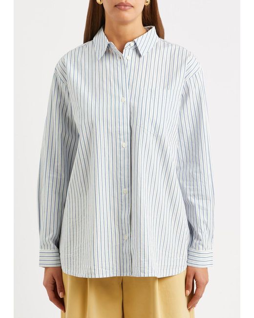 Skall Studio White Edgar Striped Cotton Shirt