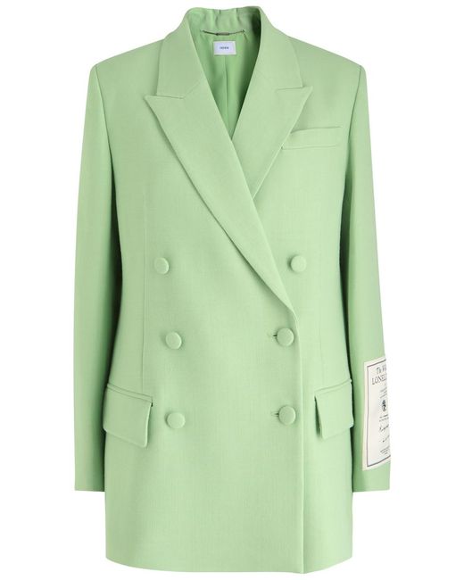 Erdem Green Double Breasted Twill Blazer