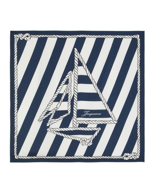 Jacquemus Blue Le Foulard Bateau Corde Printed Silk Scarf