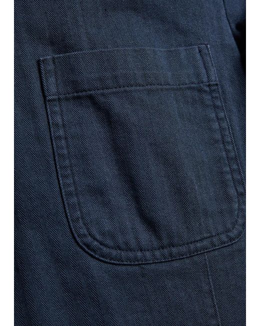 Drake's Blue Herringbone Cotton-Twill Jacket for men