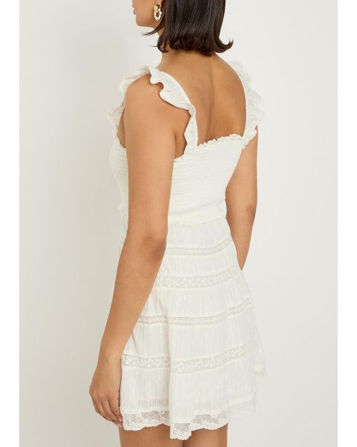 LoveShackFancy Natural Colbera Lace-Trim Cotton Mini Dress