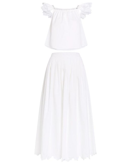 Les Vacances d'Irina White Little Wings Scalloped Cotton Co-Ord