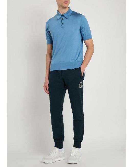 Dolce & Gabbana Blue Logo-Appliquéd Cotton Sweatpants for men