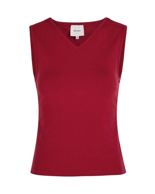 Reformation Red Wren Stretch-Cotton Top