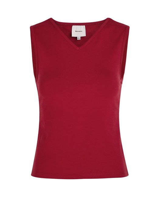 Reformation Red Wren Stretch-Cotton Top