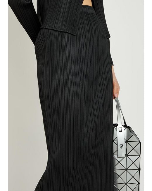Pleats Please Issey Miyake Black Pleated Woven Midi Skirt