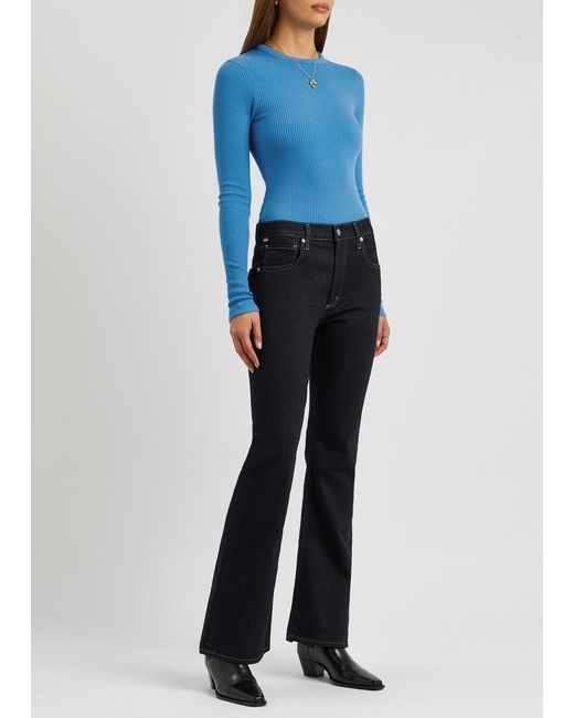Citizens of Humanity Blue Bina Ribbed Stretch-jersey Top